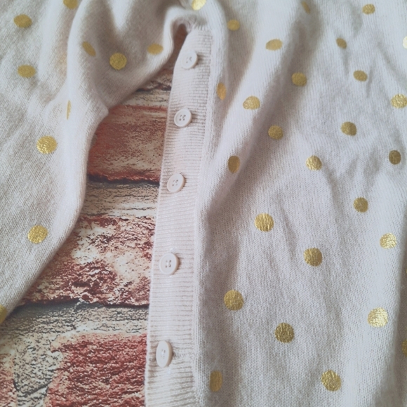 Garnet Hill | Ophelia Cashmere Side-Button Sweater - Cream/Gold Polkadot - Picture 12 of 16